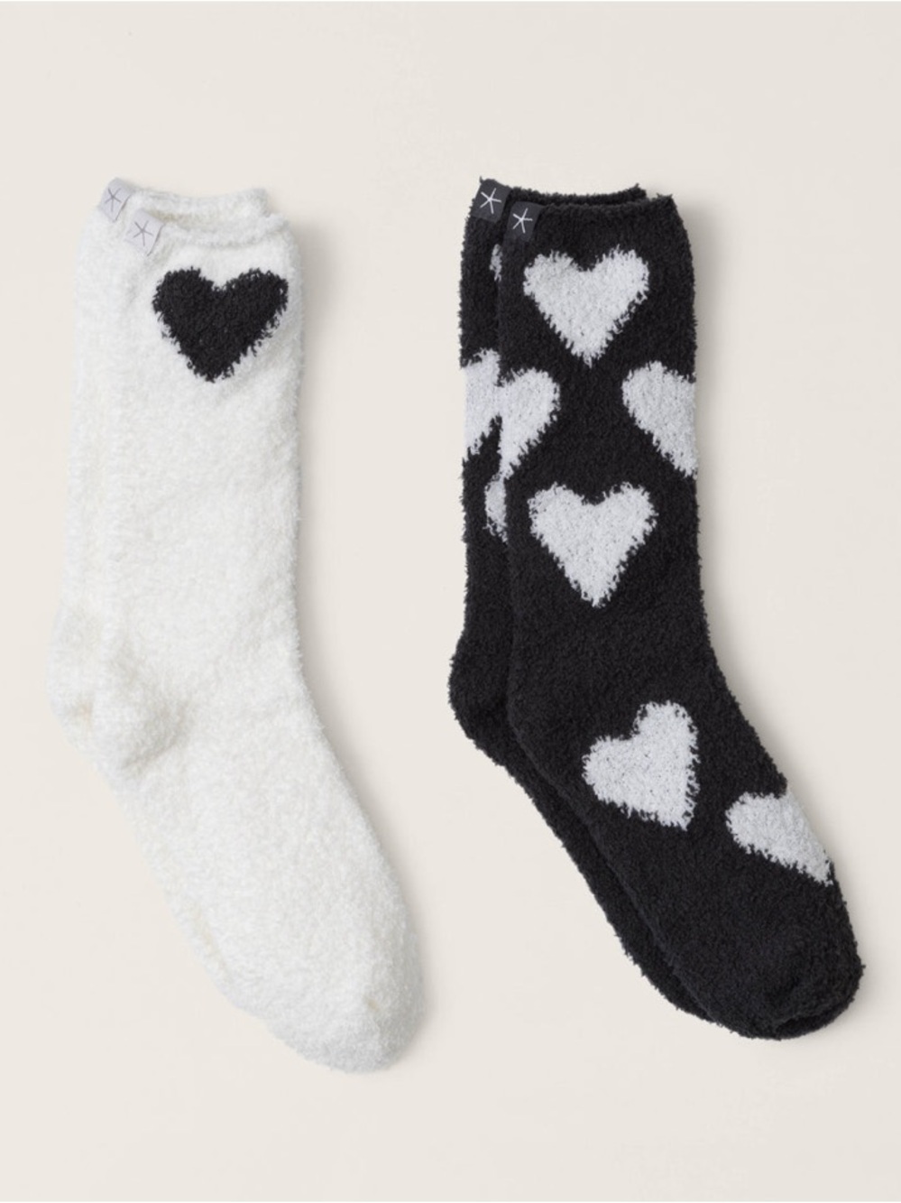 Barefoot Dreams Cozy Heart Fuzzy Crew Socks